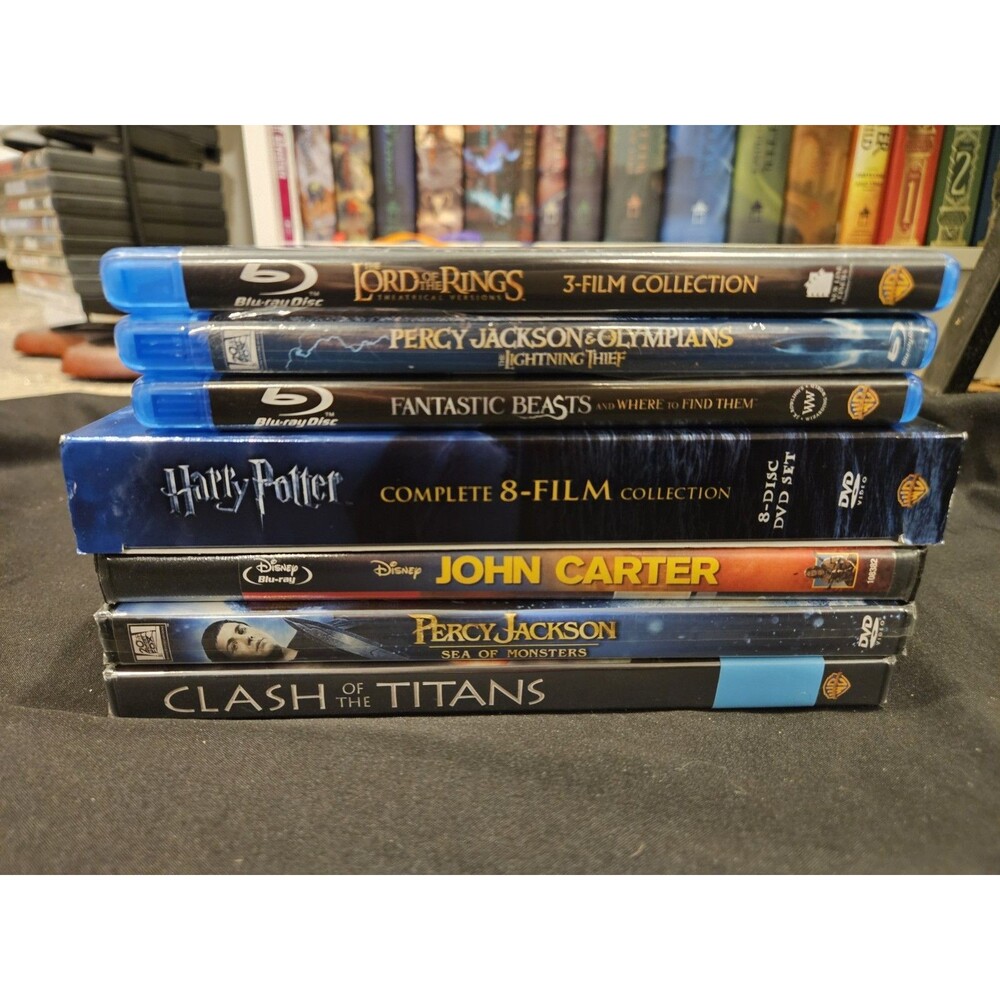 Fantasy Movie Dvd Blu Ray Lot Of 16 Movies Harry Pottet Lord Of The Rings Percy